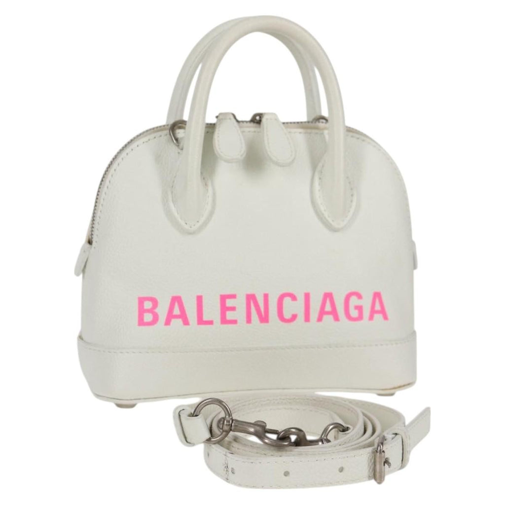 Balenciaga Logo Ville Bag Leather White Leather Hand