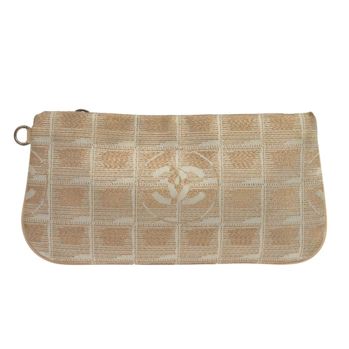 Chanel Travel Line Zip Pouch Nylon Beige Nylon Clutche & Pouche Bag