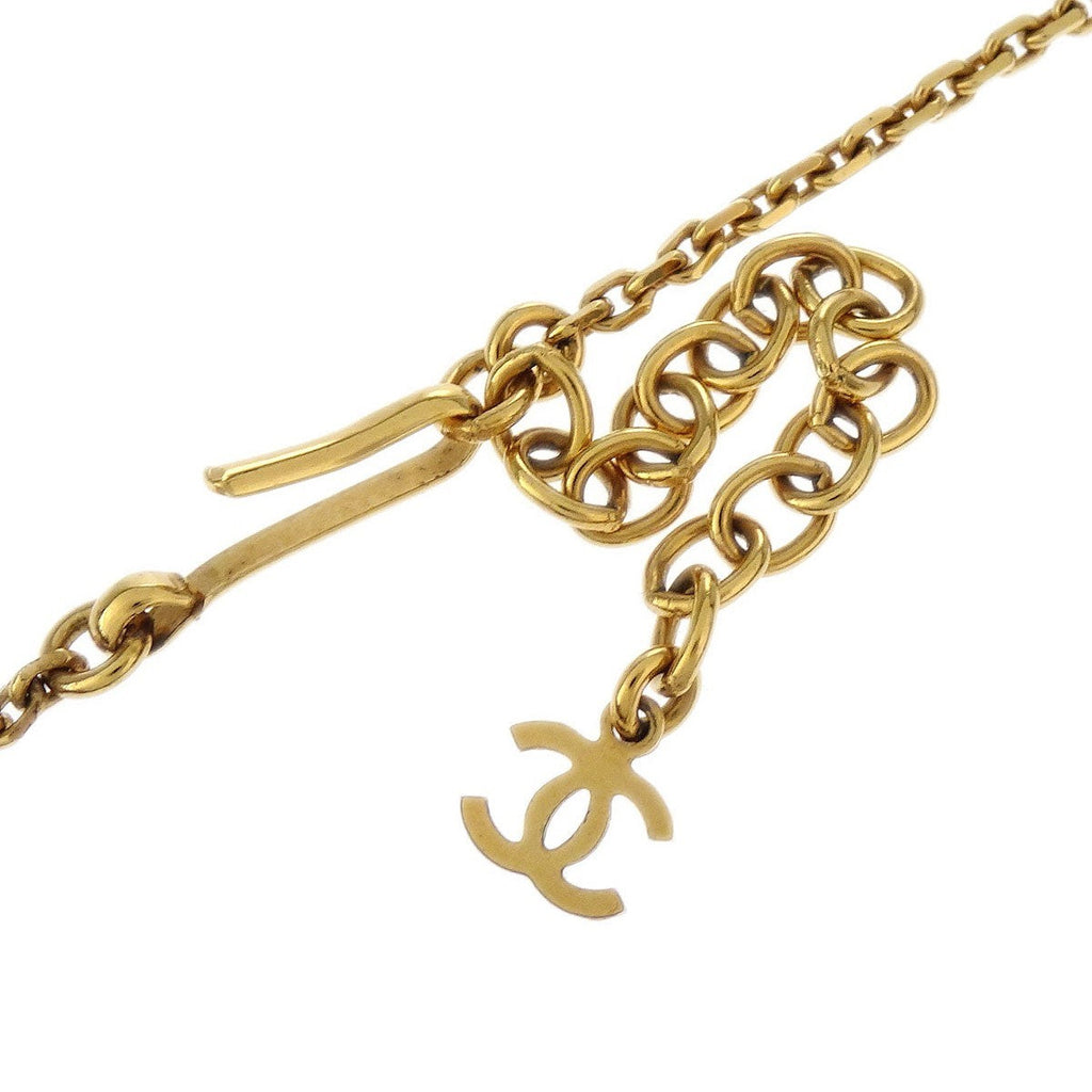 Chanel Vintage Cc Rectangular Pendant Necklace Metal And Resin Gold Gold_Plated Necklace Jewelry