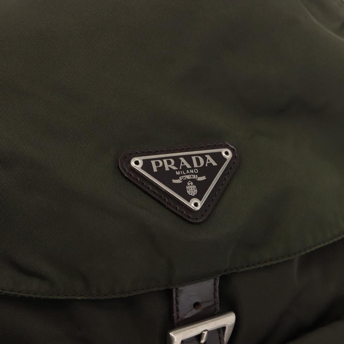 Prada Double Front Pocket Backpack Tessuto Khaki Nylon Backpack Bag