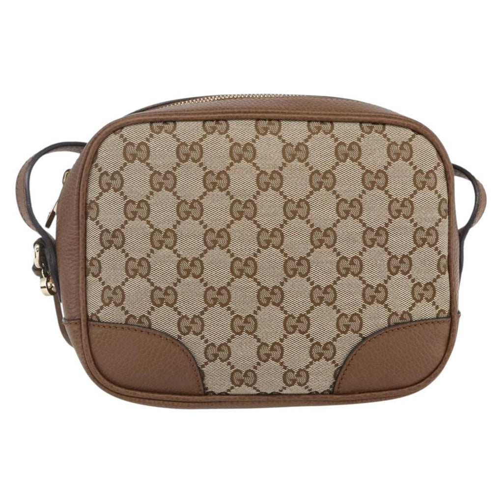 Gucci Bree Disco Crossbody Bag Gg Canvas With Leather Beige Canvas Crossbody Bag Bag (Pre-Owned)