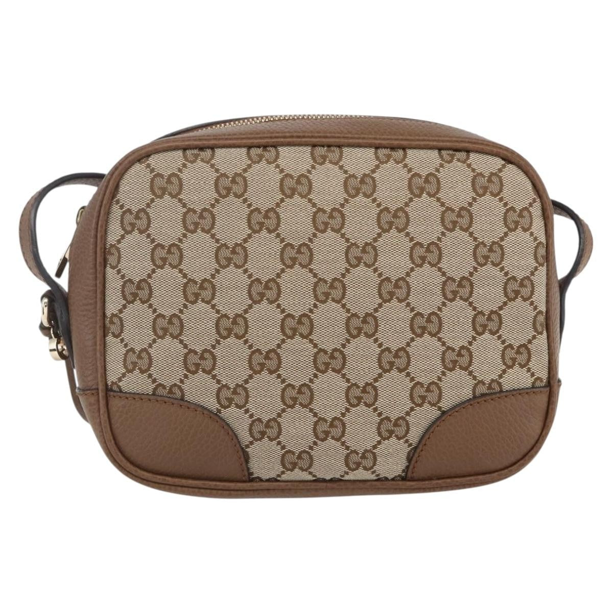 Gucci Bree Disco Crossbody Bag Gg Canvas With Leather Beige Canvas Crossbody Bag Bag (Pre-Owned)