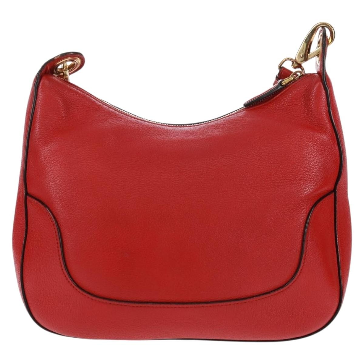 Prada Striped Strap Zip Hobo Vitello Daino Red Leather Shoulder Bag Bag