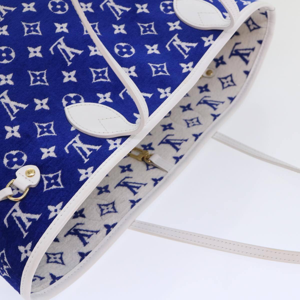 Louis Vuitton Neverfull Nm Tote Lv Match Monogram Jacquard Velvet Blue Velvet Tote Bag