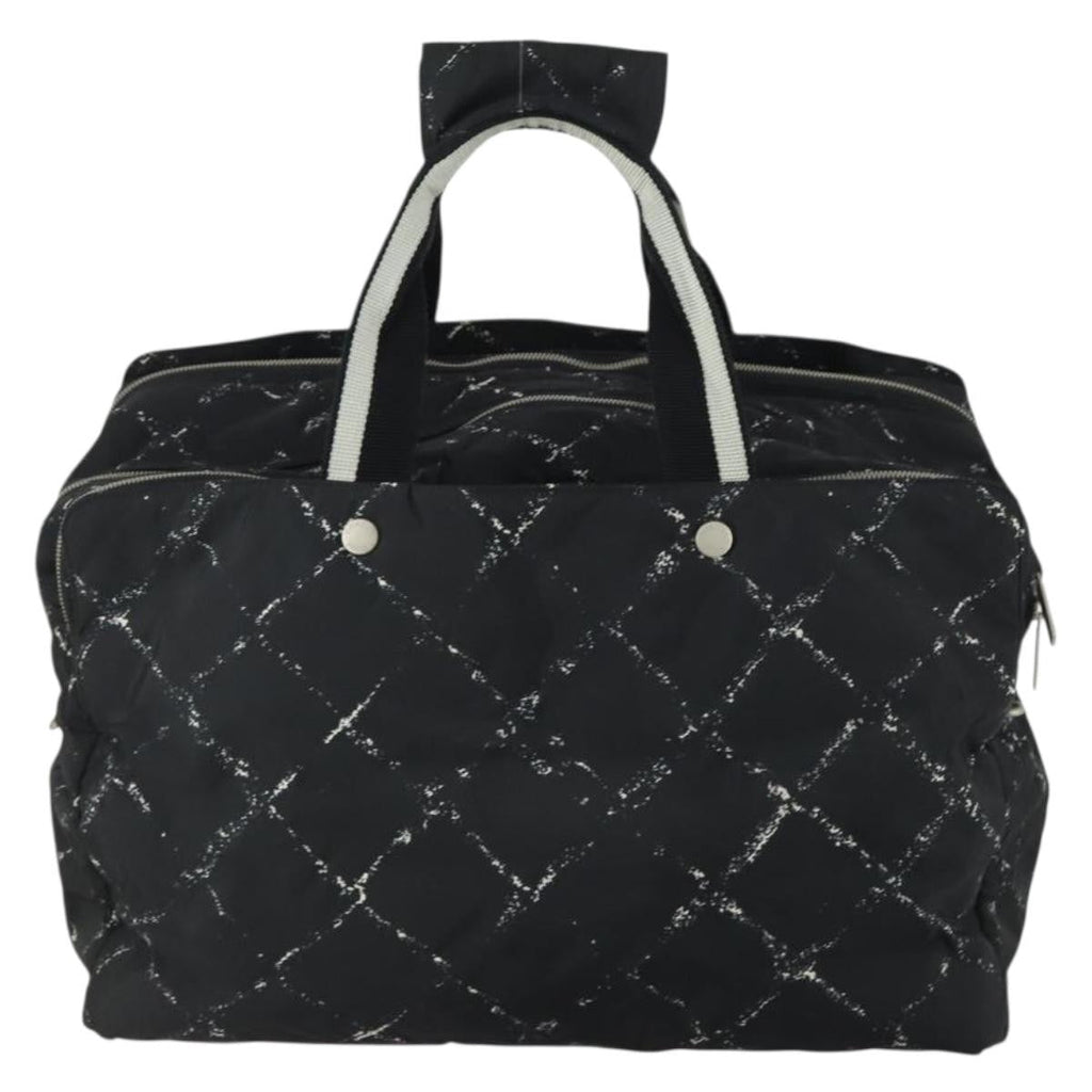 Chanel Travel Line Boston Bag Printed Nylon Black Nylon Travel Bag Bag