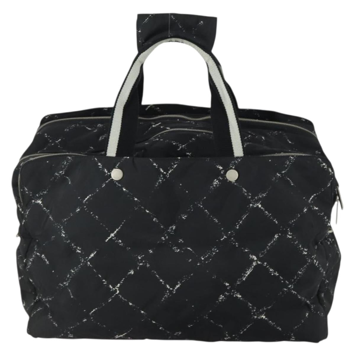 Chanel Travel Line Boston Bag Printed Nylon Black Nylon Travel Bag Bag