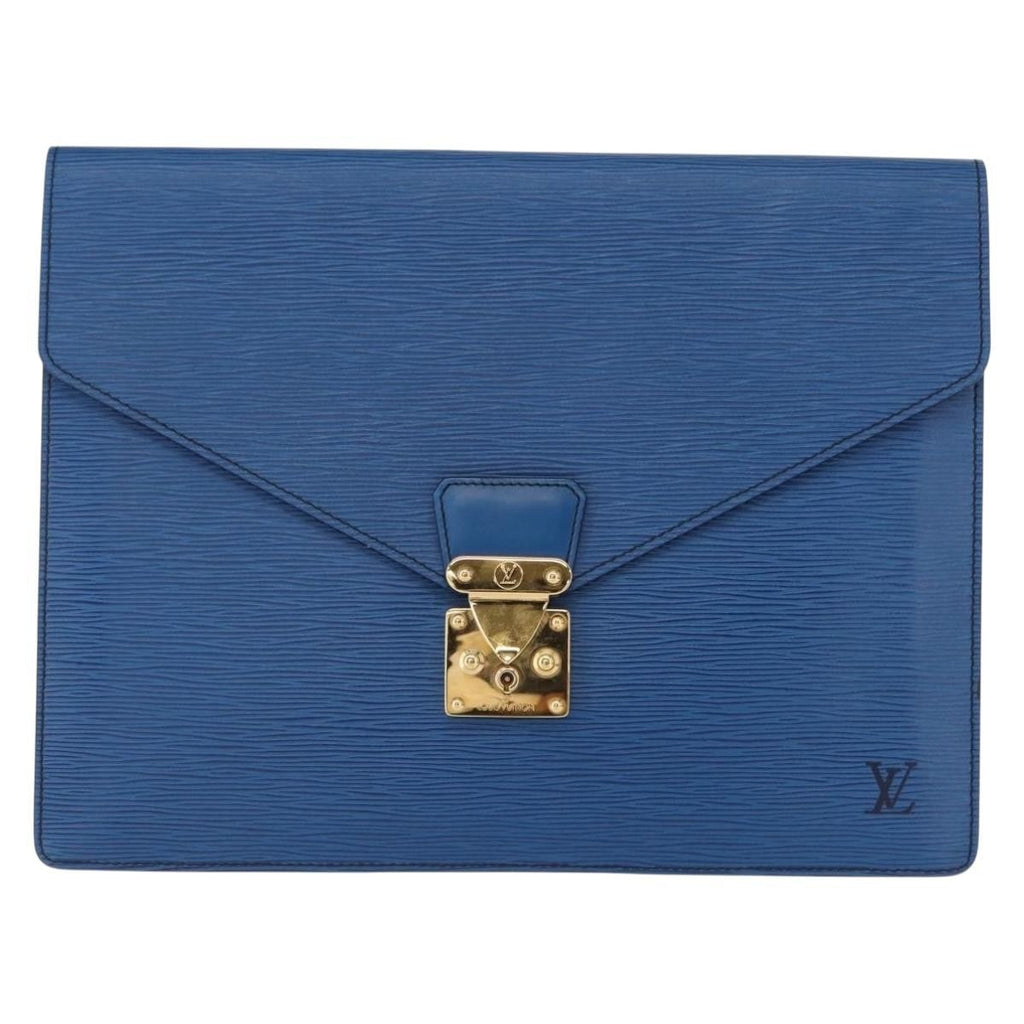 Louis Vuitton Porte-Documents Senateur Bag Epi Leather Blue Leather Clutche & Pouche Bag