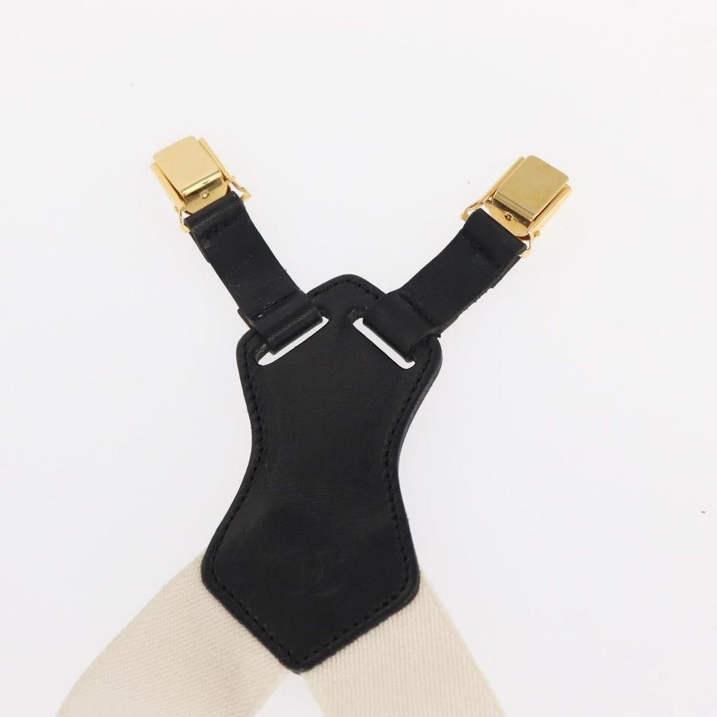 Chanel Logo Suspenders Canvas White Canvas Belts Accessory