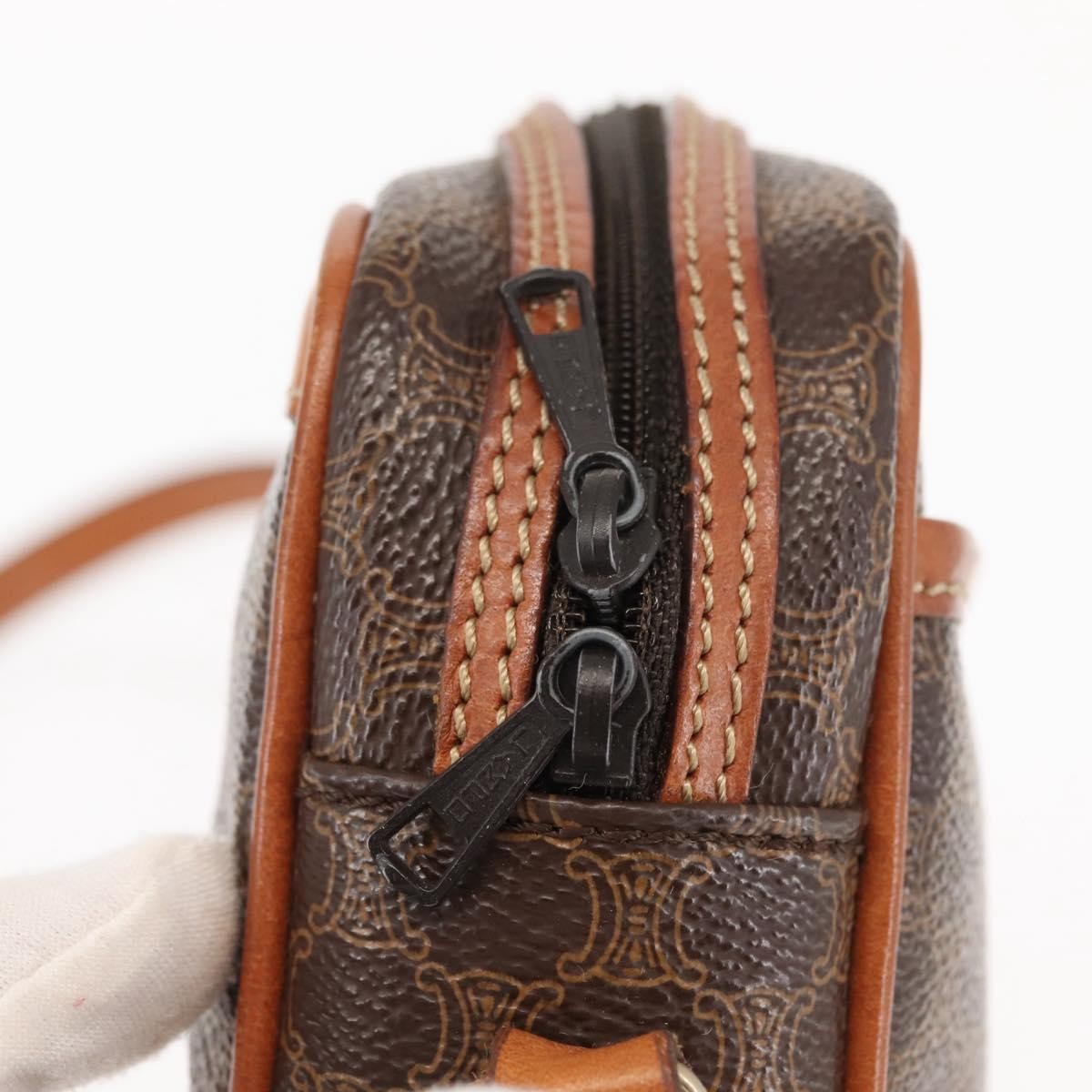 Celine Macadam Shoulder Bag Pvc Leather Brown Canvas Bag
