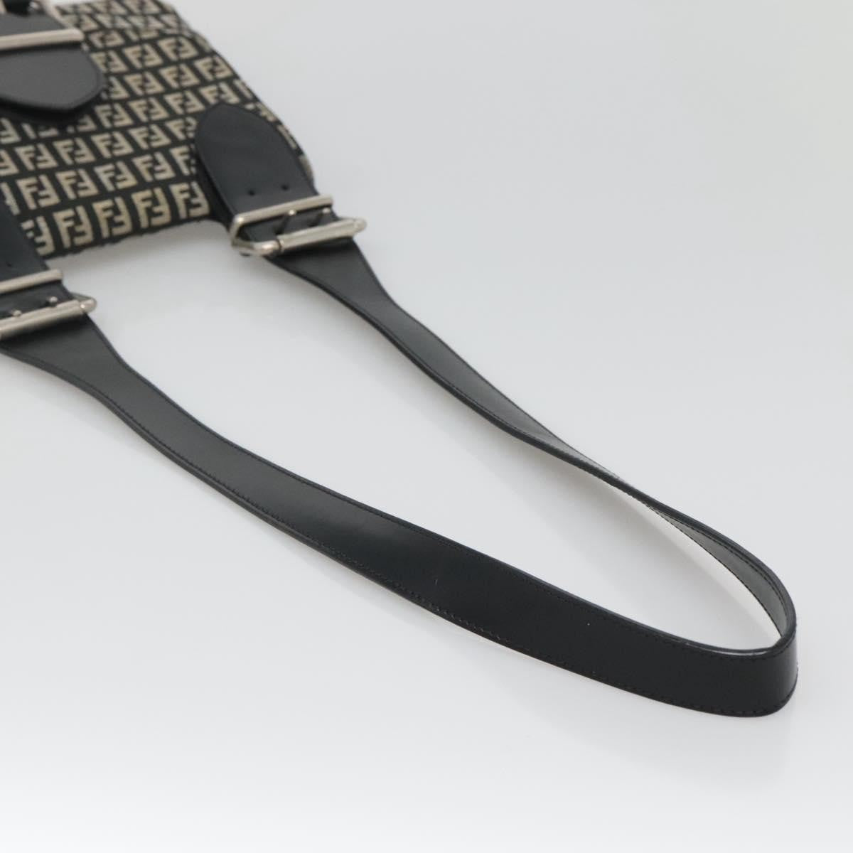 Fendi Buckle Flap Shoulder Bag Zucchino Canvas Black Canvas Shoulder Bag Bag