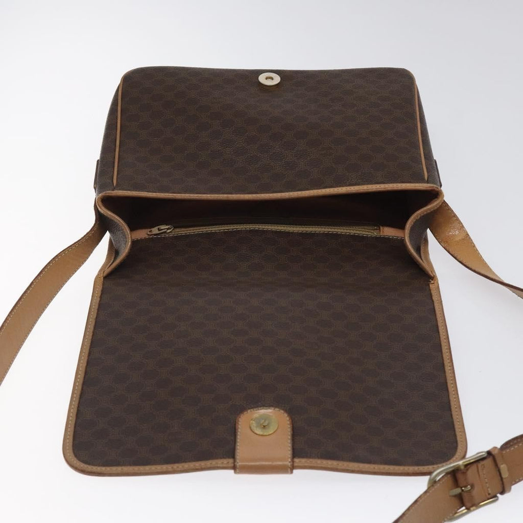 Celine Vintage Macadam Shoulder Bag Canvas And Leather Brown Canvas Shoulder Bag Bag