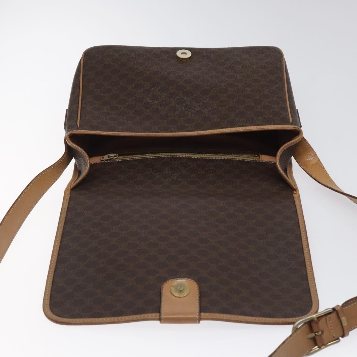 Celine Vintage Macadam Shoulder Bag Canvas And Leather Brown Canvas Shoulder Bag Bag