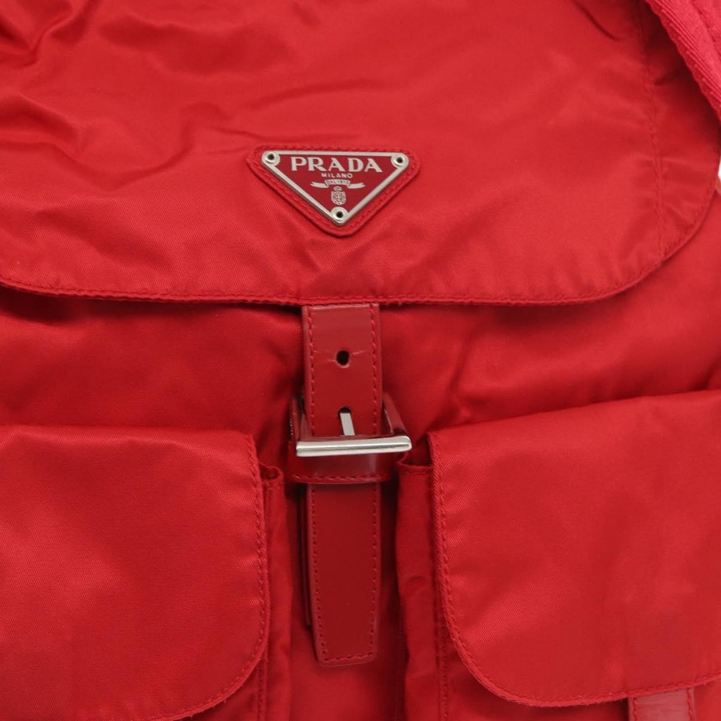 Prada Double Front Pocket Backpack Tessuto Red Nylon Backpack Bag