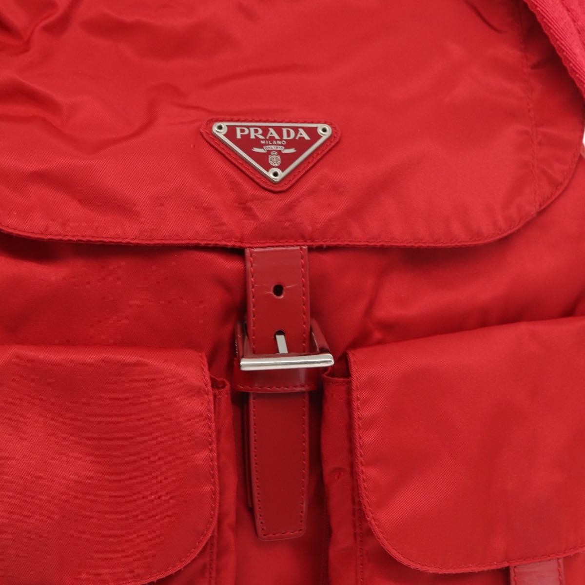Prada Double Front Pocket Backpack Tessuto Red Nylon Backpack Bag