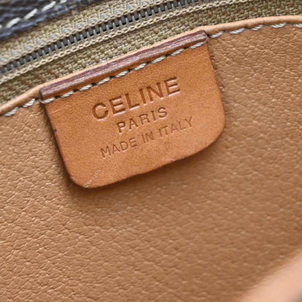 Celine Vintage Macadam Shoulder Bag Canvas And Leather Brown Canvas Shoulder Bag Bag
