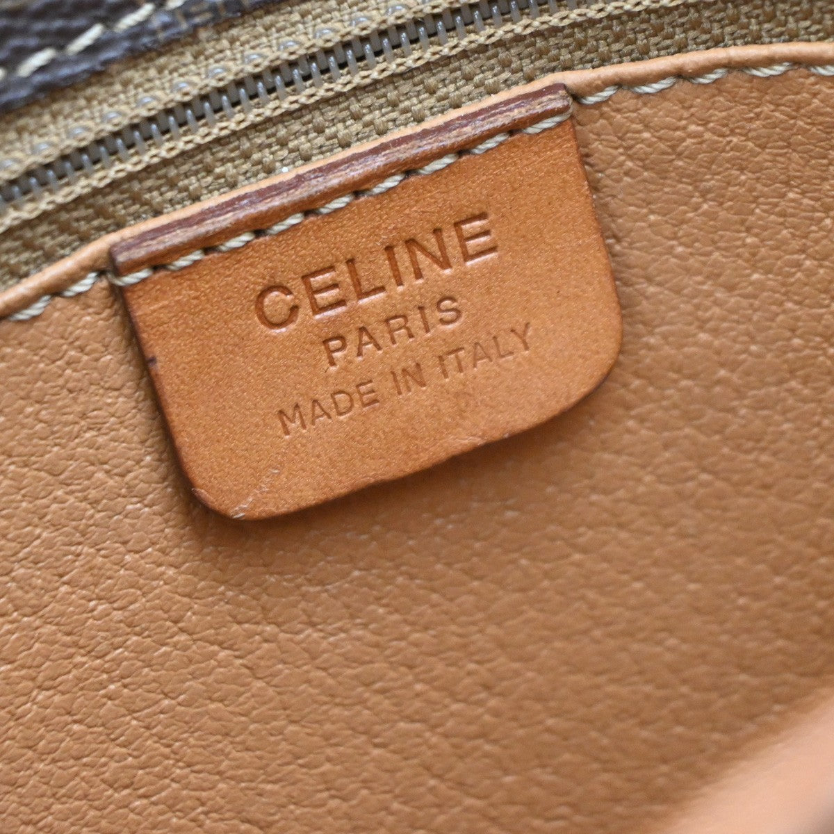 Celine Vintage Macadam Shoulder Bag Canvas And Leather Brown Canvas Shoulder Bag Bag