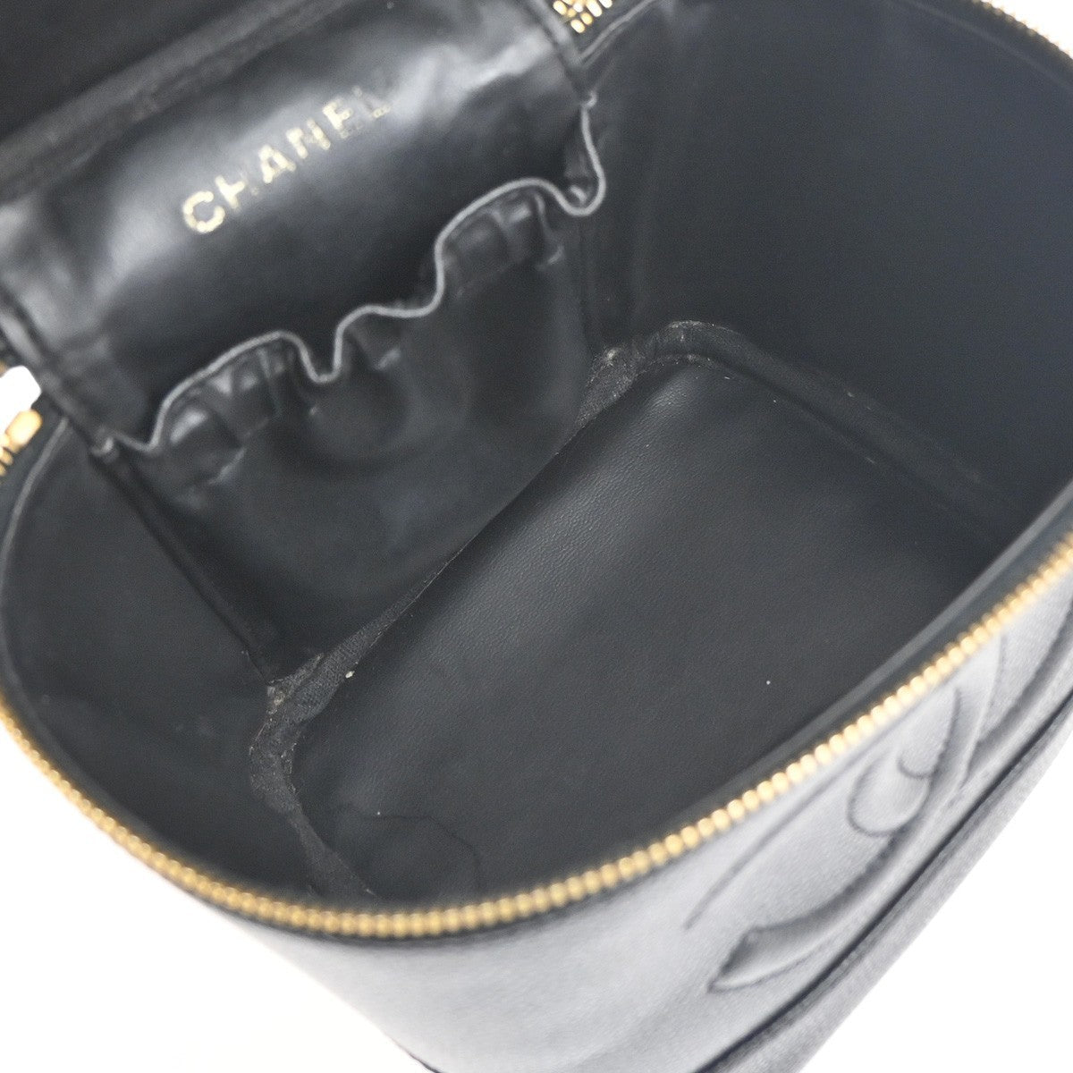 Chanel Vintage Timeless Cosmetic Case Caviar Black Leather Handbag