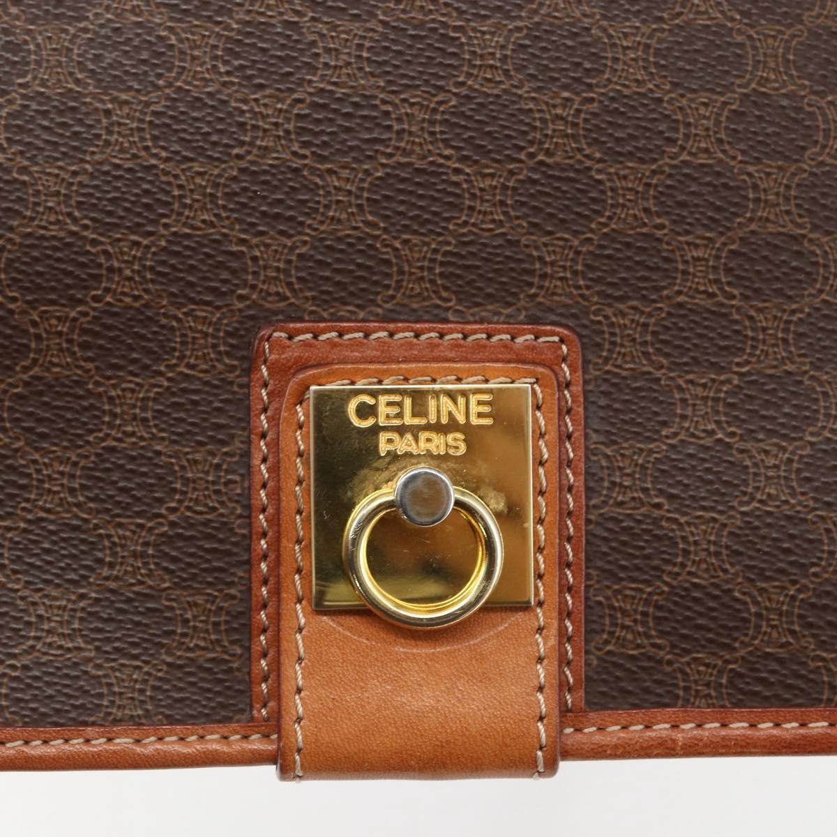 Celine Vintage Macadam Shoulder Bag Canvas And Leather Brown Canvas Shoulder Bag Bag