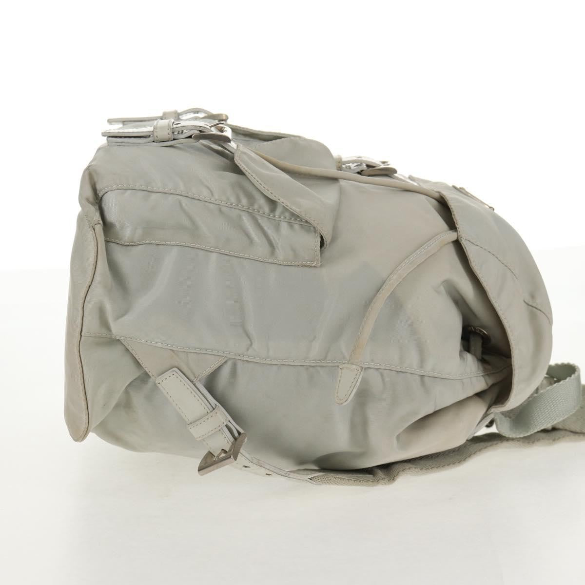 Prada Double Pocket Backpack Chain Shoulder Bag Re-Nylon Gray Nylon Backpack Bag
