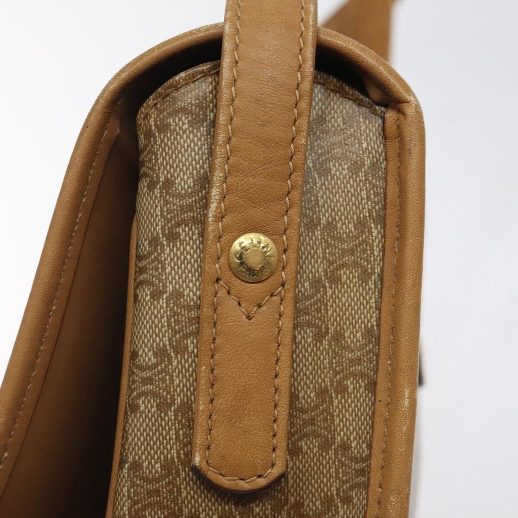 Celine Vintage Macadam Shoulder Bag Canvas And Leather Beige Canvas Shoulder Bag Bag