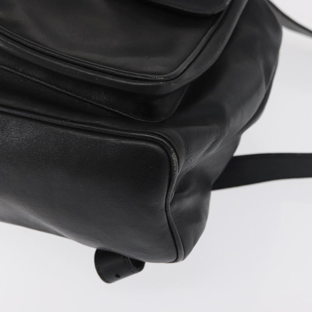 Gucci Vintage Bamboo Backpack Leather Black Leather Backpack Bag (Pre-Owned)