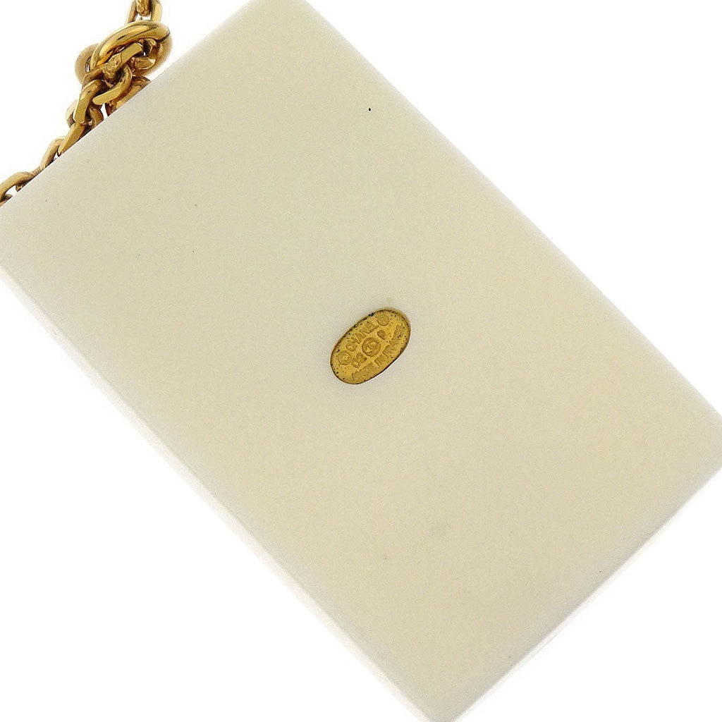 Chanel Vintage Cc Rectangular Pendant Necklace Metal And Resin Gold Gold_Plated Necklace Jewelry