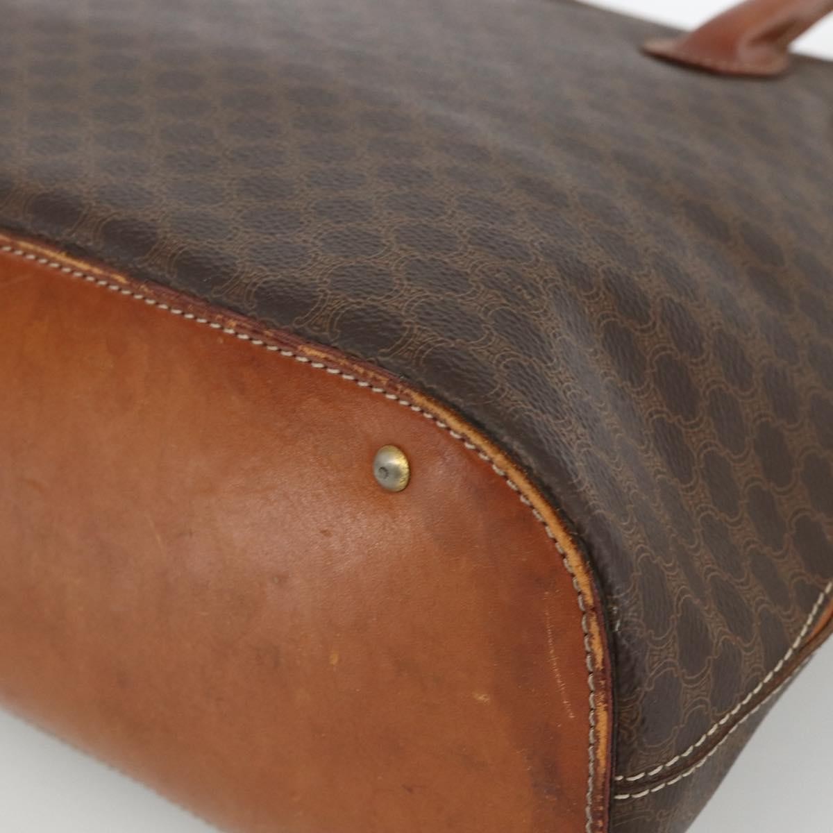 Celine Macadam Handbag Macadam With Leather Brown Canvas Handbag