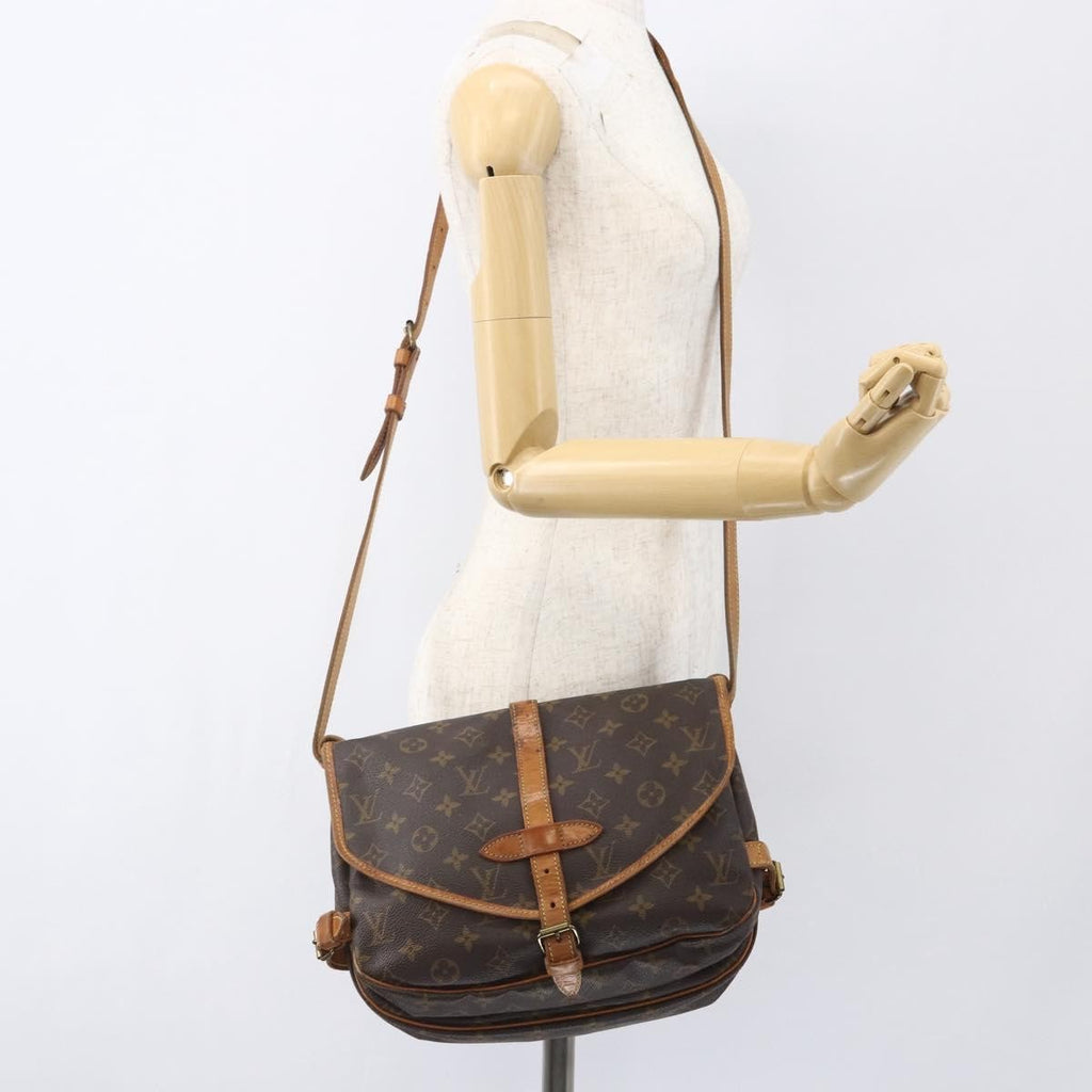 Louis Vuitton Saumur Handbag Monogram Canvas Brown Canvas Shoulder Bag