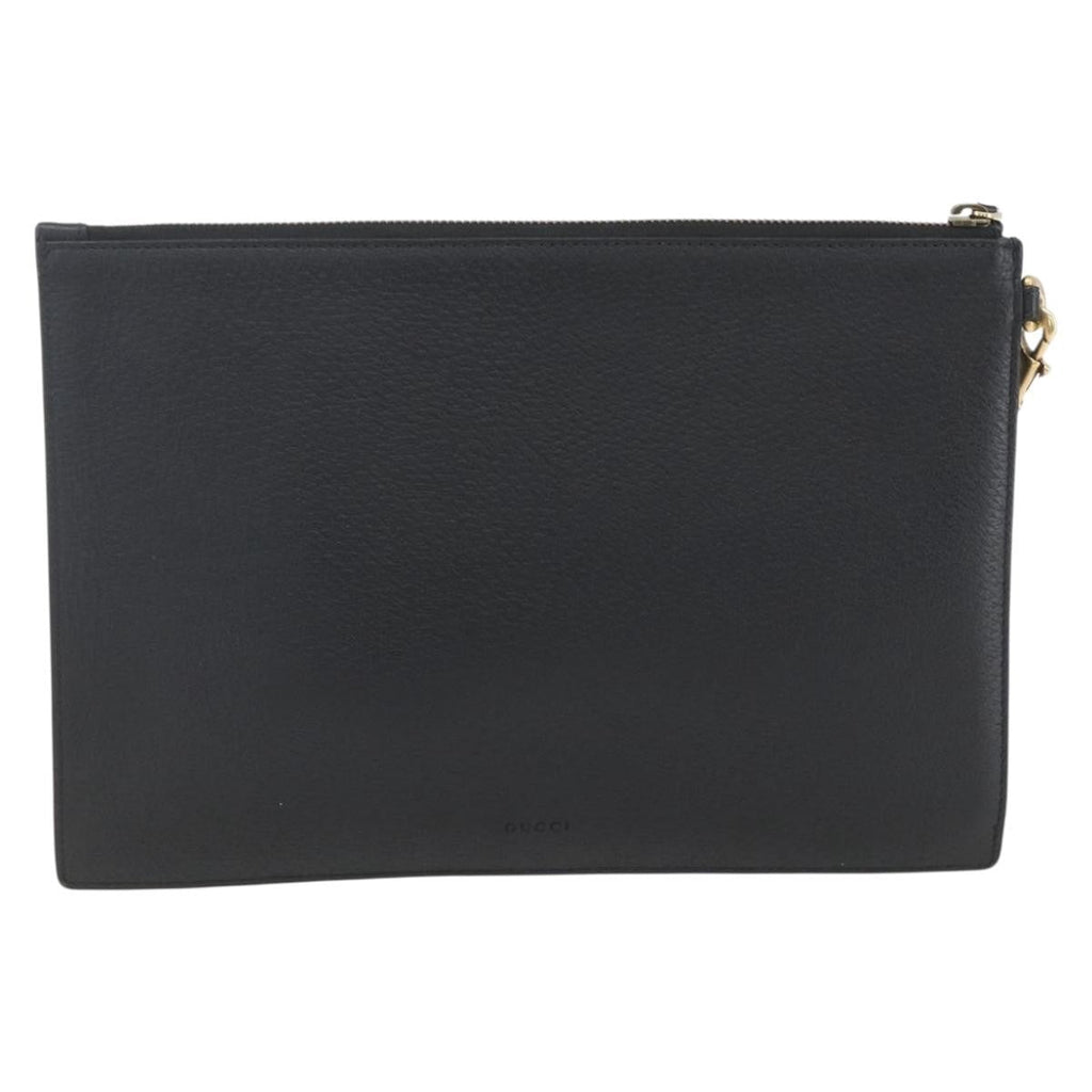 Gucci Gg Marmont Pouch Leather Black Leather Clutche & Pouche Bag (Pre-Owned)