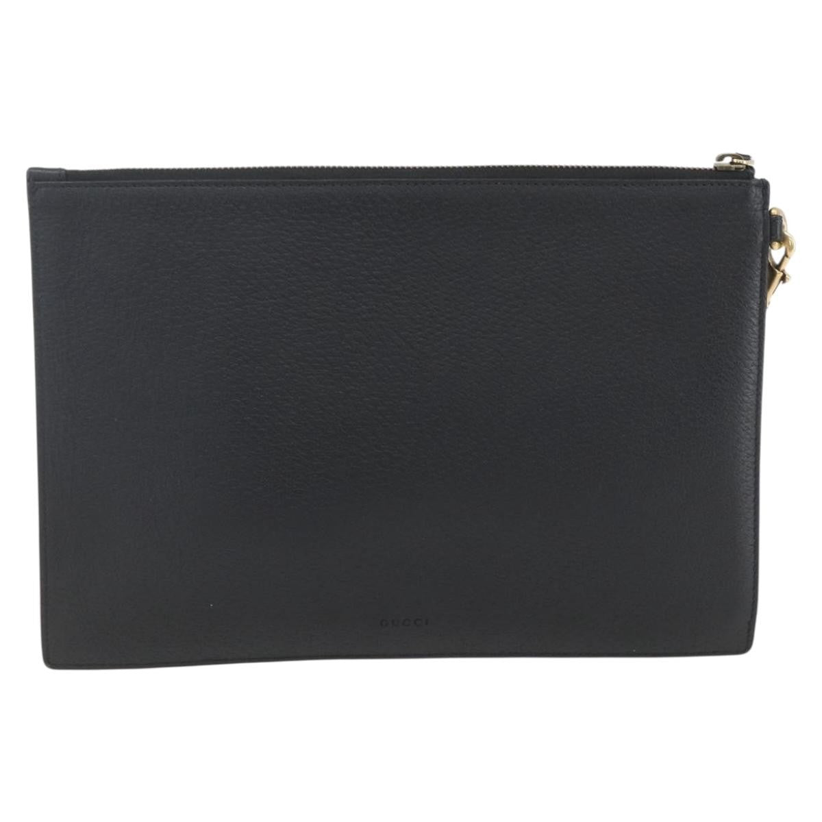 Gucci Gg Marmont Pouch Leather Black Leather Clutche & Pouche Bag (Pre-Owned)