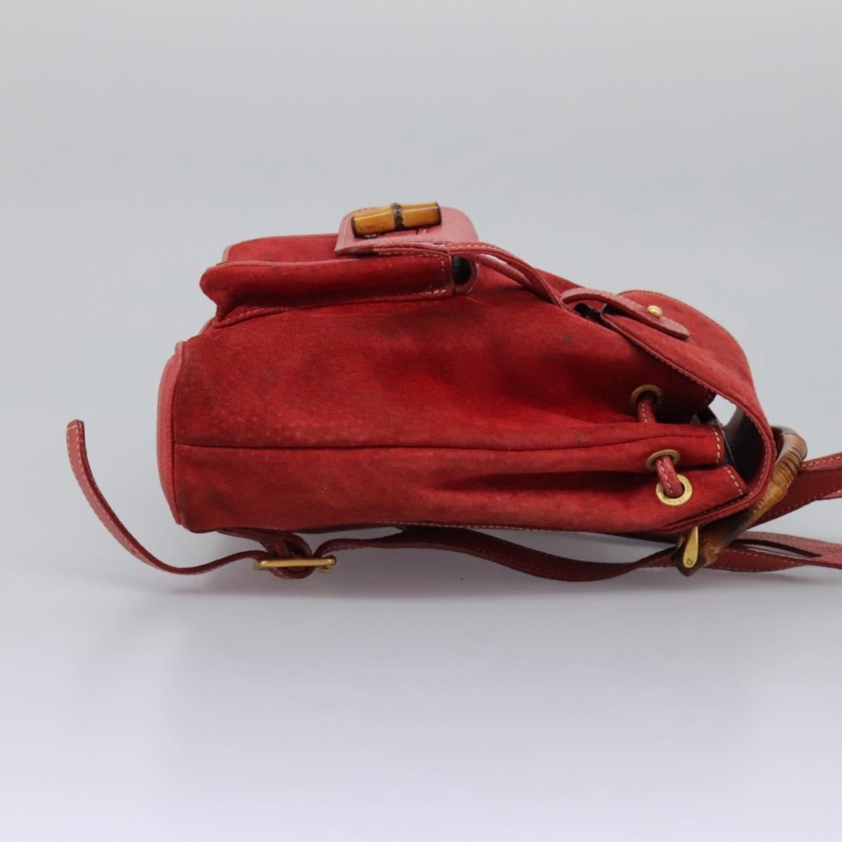 Gucci Gucci Bamboo Backpack Daim Red Suede Backpack Bag (Pre-Owned)