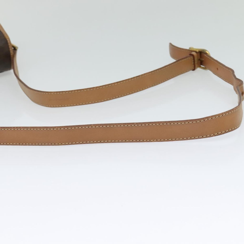 Celine Vintage Macadam Circle Logo Shoulder Bag Canvas And Leather Brown Canvas Shoulder Bag Bag