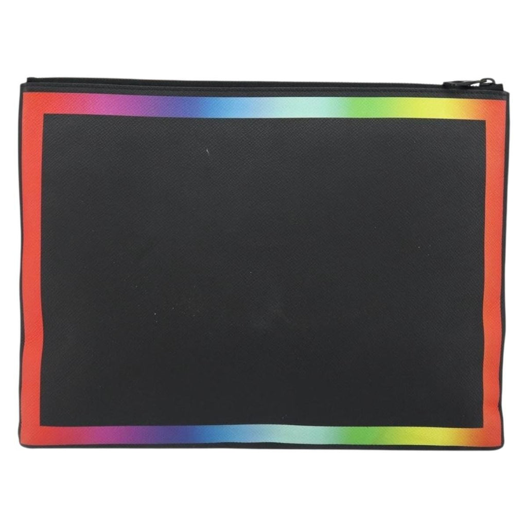 Louis Vuitton Pochette A4 Rainbow Taiga Leather Black Leather Clutche & Pouche Bag