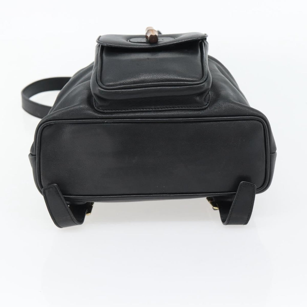 Gucci Vintage Bamboo Backpack Leather Black Leather Backpack Bag (Pre-Owned)