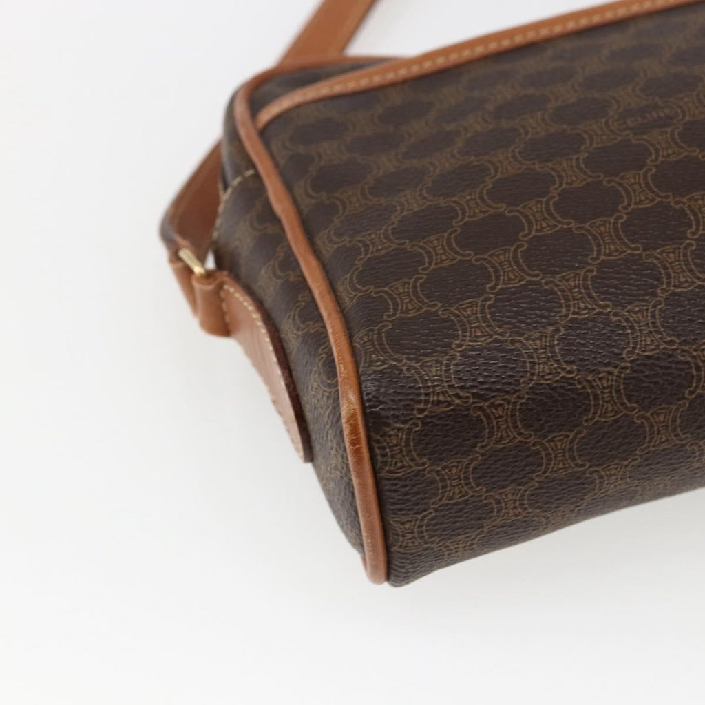 Celine Vintage Macadam Shoulder Bag Canvas And Leather Brown Canvas Shoulder Bag Bag