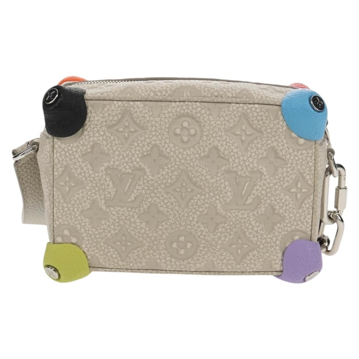 Louis Vuitton Soft Trunk Bag Monogram Taurillon Leather Gray Canvas Shoulder Bag