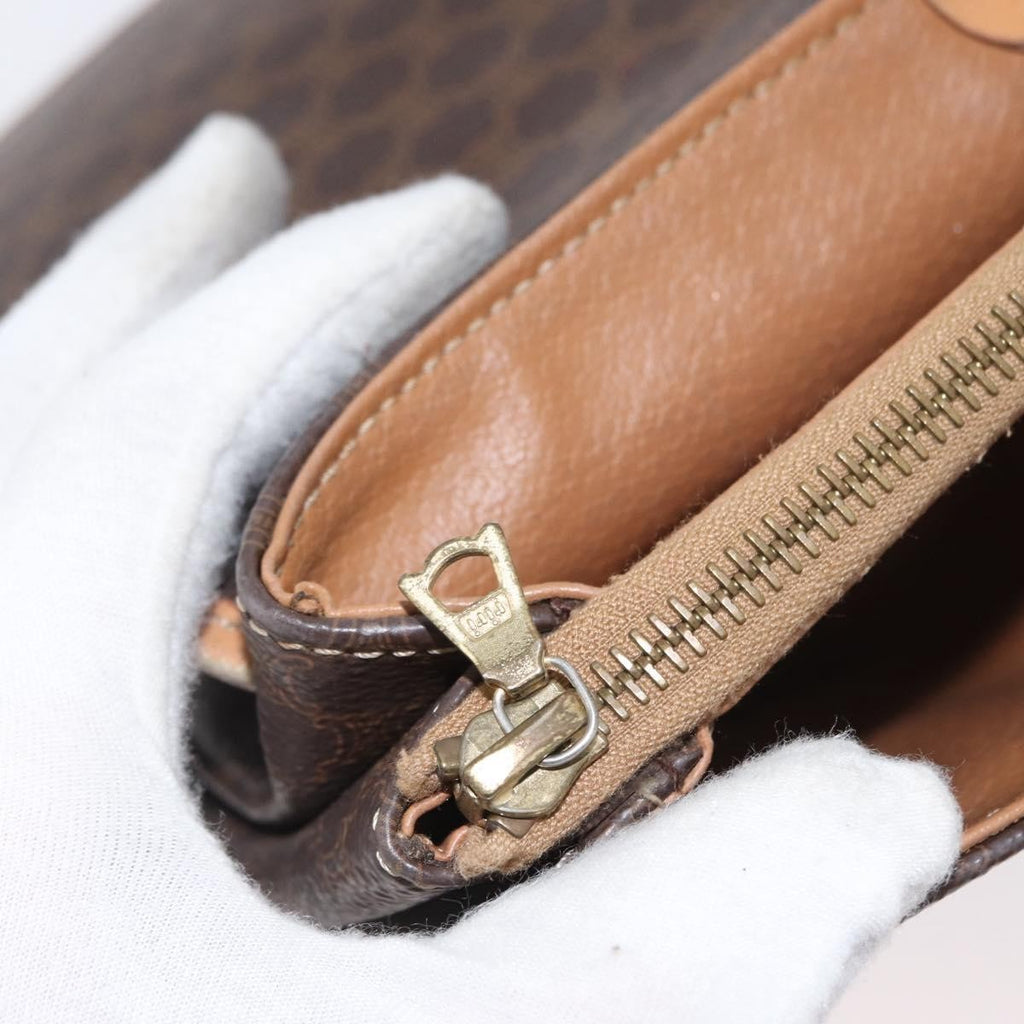 Celine Vintage Macadam Shoulder Bag Canvas And Leather Brown Canvas Shoulder Bag Bag