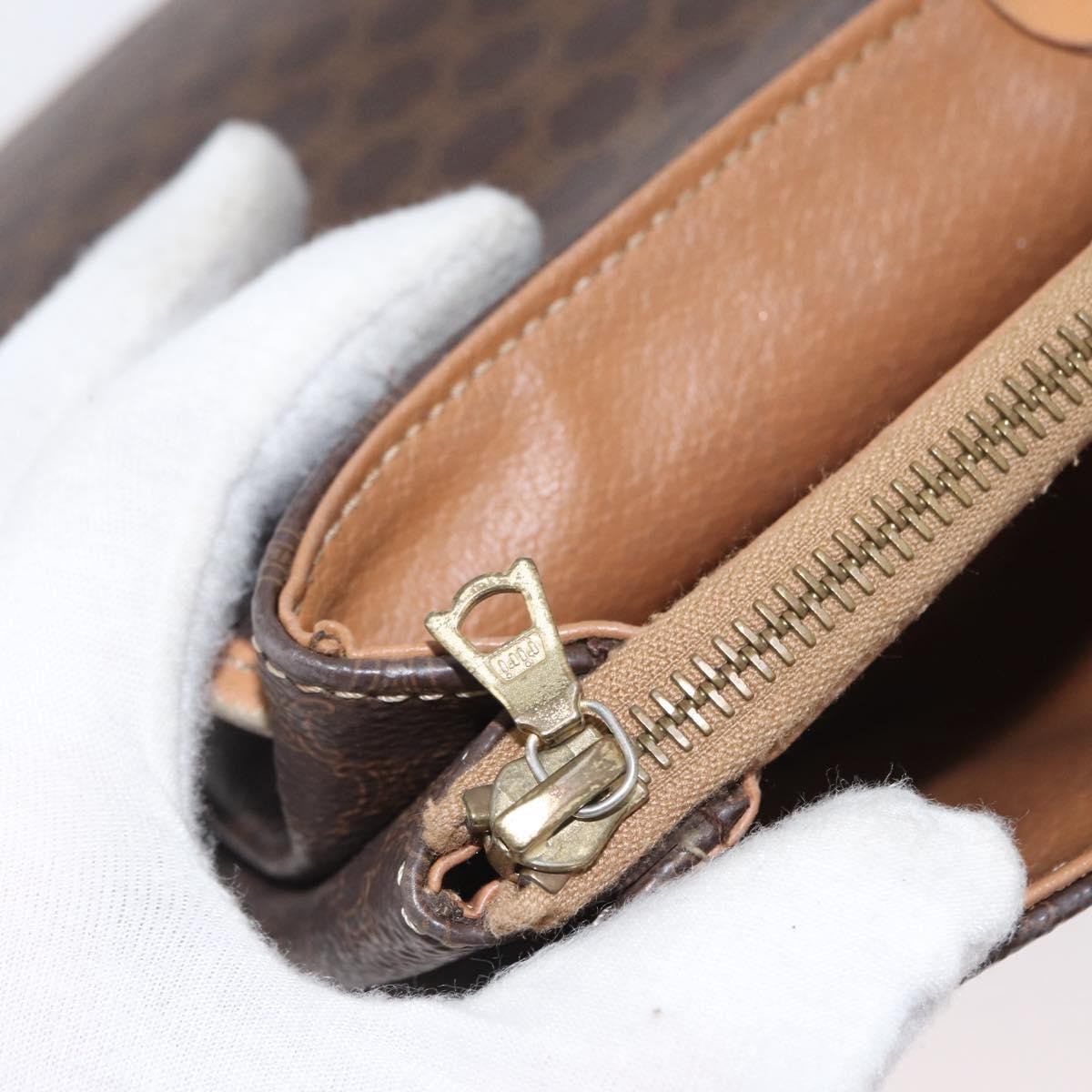 Celine Vintage Macadam Shoulder Bag Canvas And Leather Brown Canvas Shoulder Bag Bag
