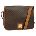 Celine Macadam Shoulder Bag Pvc Leather Brown Canvas Bag