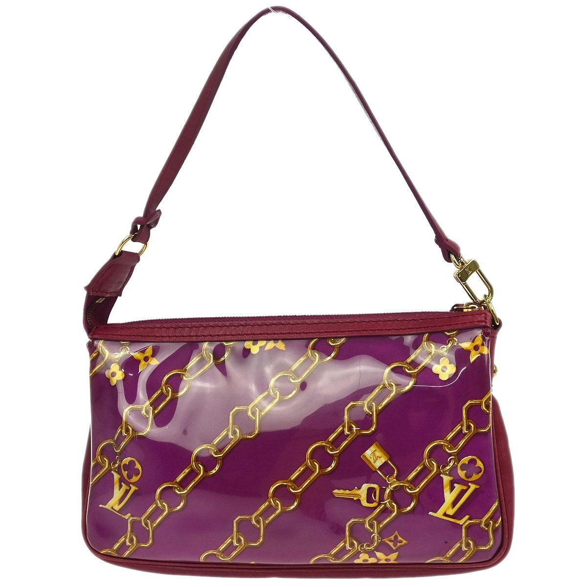 Louis Vuitton Charms Pochette Pvc Over Printed Silk Pink Pvc Clutche & Pouche Bag