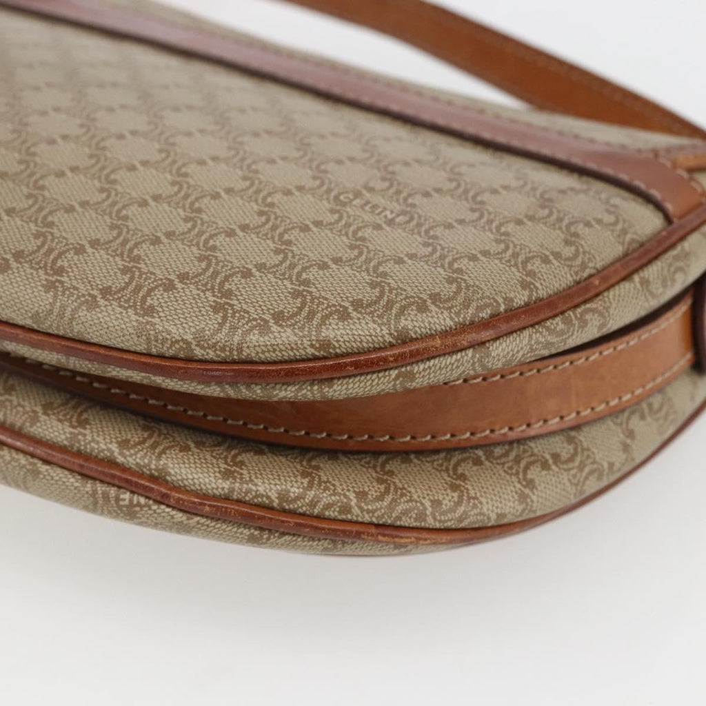 Celine Vintage Macadam Circle Logo Shoulder Bag Canvas And Leather Beige Canvas Shoulder Bag Bag