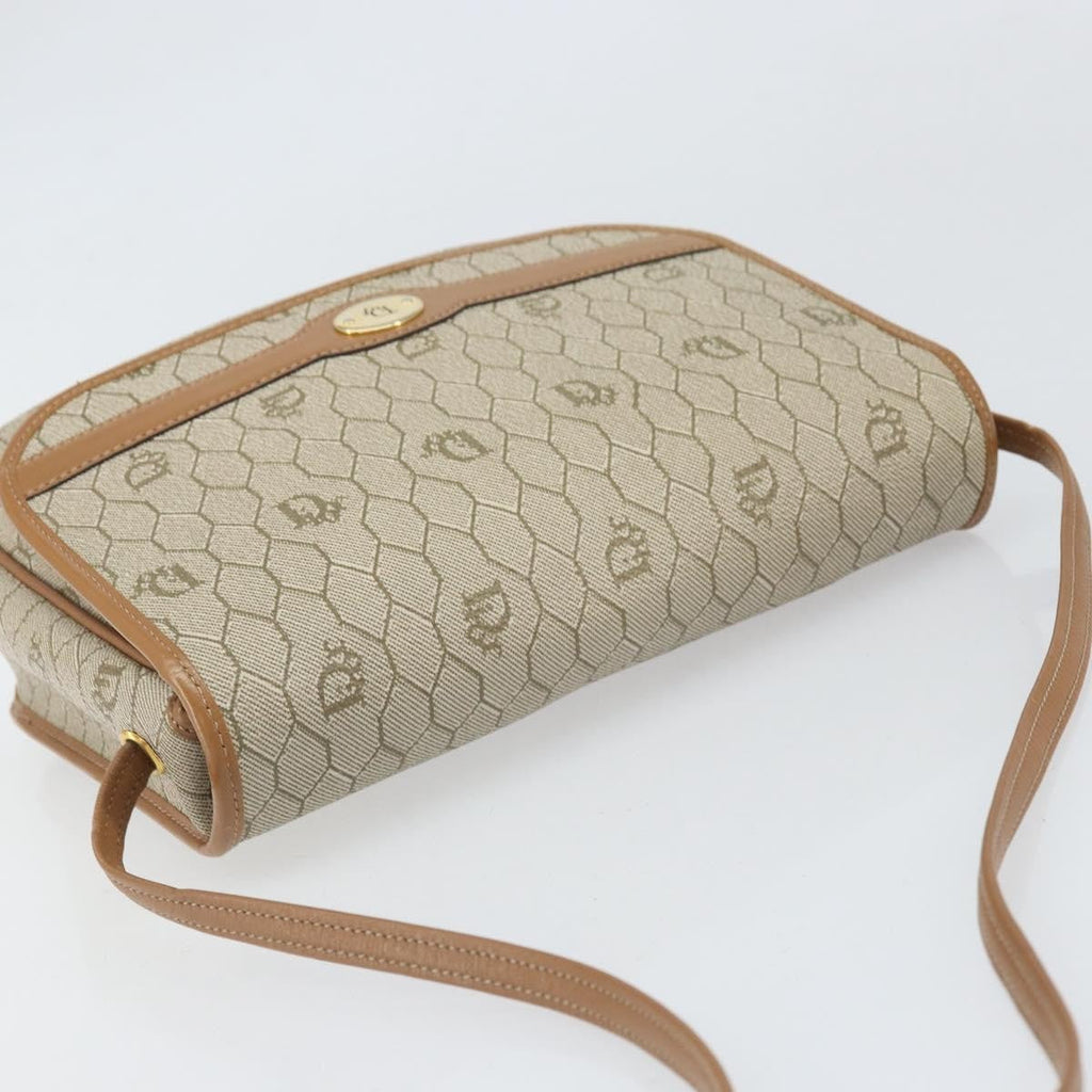 Christian Dior Vintage Honeycomb Shoulder Bag Canvas Beige Pvc,Canvas Shoulder Bag Bag (Pre-Owned)