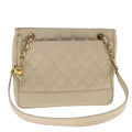 Chanel Vintage Slit Pocket Shoulder Bag Quilted Caviar Beige Leather Shoulder Bag Bag