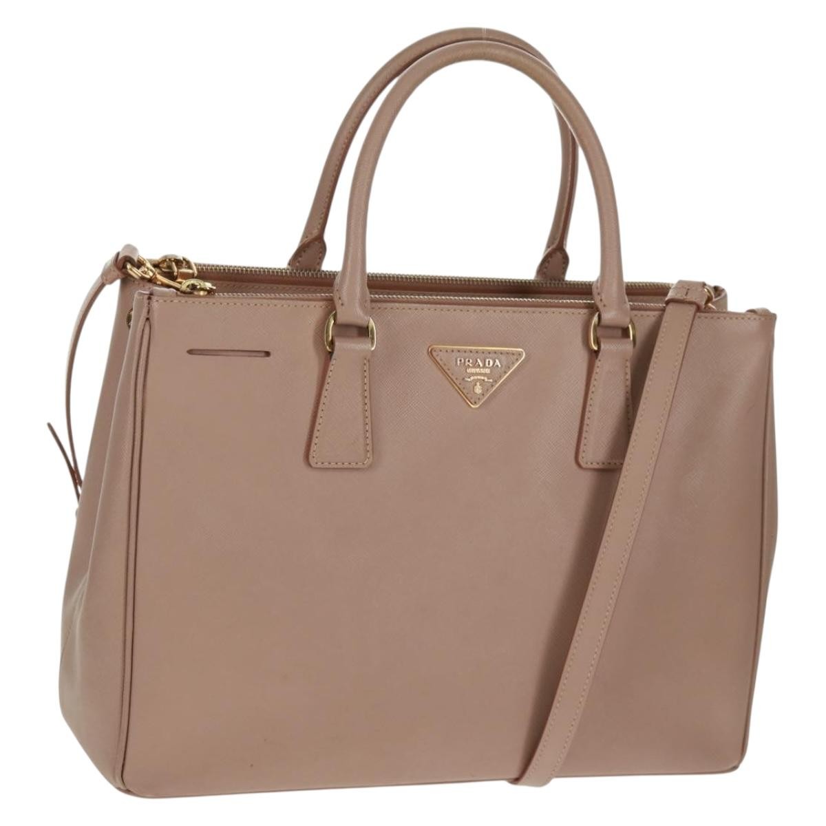 Prada Double Zip Lux Tote Saffiano Leather Pink Leather Tote Bag Bag