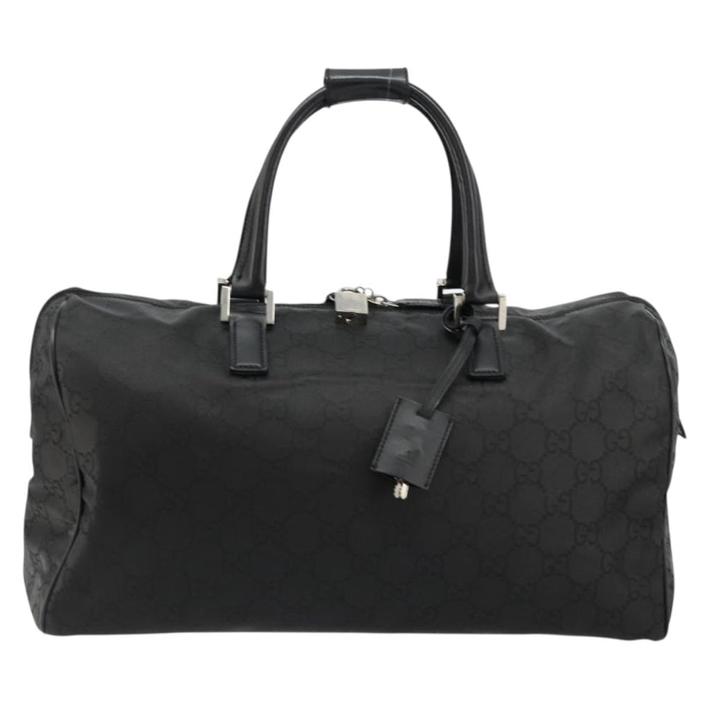 Gucci Duffle Bag Jumbo Gg Embossed Leather Black Pvc Handbag (Pre-Owned)