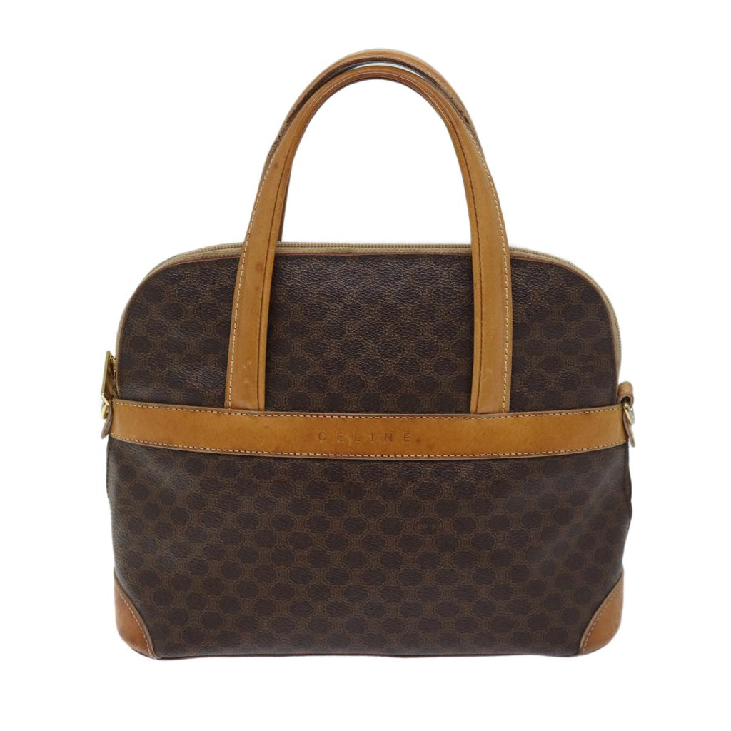 Celine Vintage Macadam Handbag Canvas And Leather Brown Canvas Handbag