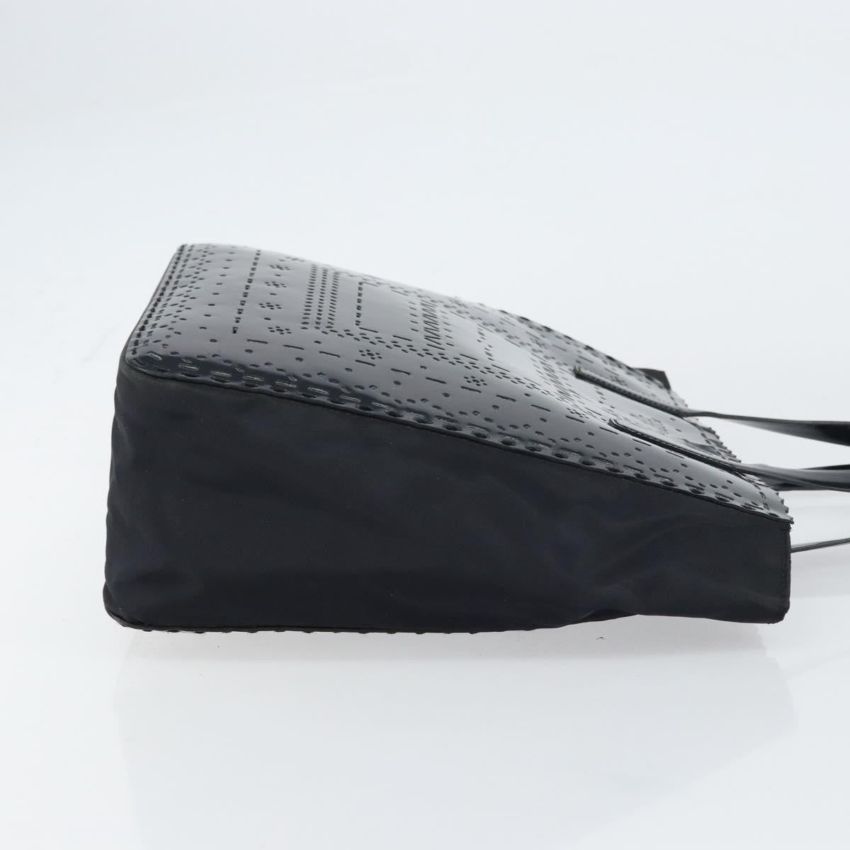 Prada Vintage Tote Tessuto With Leather Black Patent_Leather Tote Bag Bag