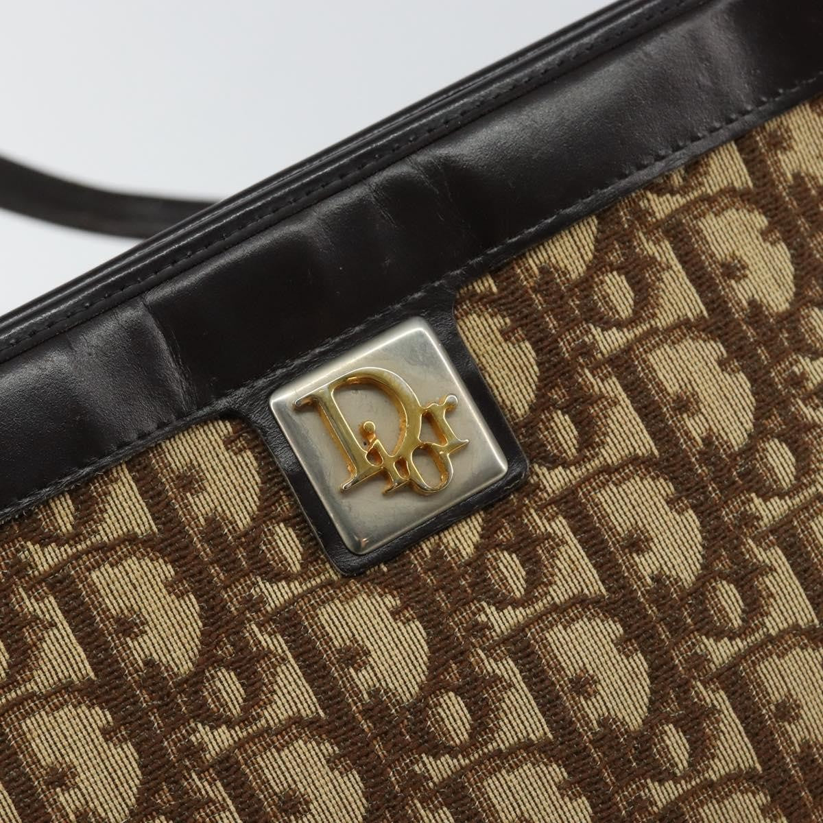 Christian Dior Vintage Trotter Shoulder Bag Canvas Brown Canvas Bag (Pre-Owned)