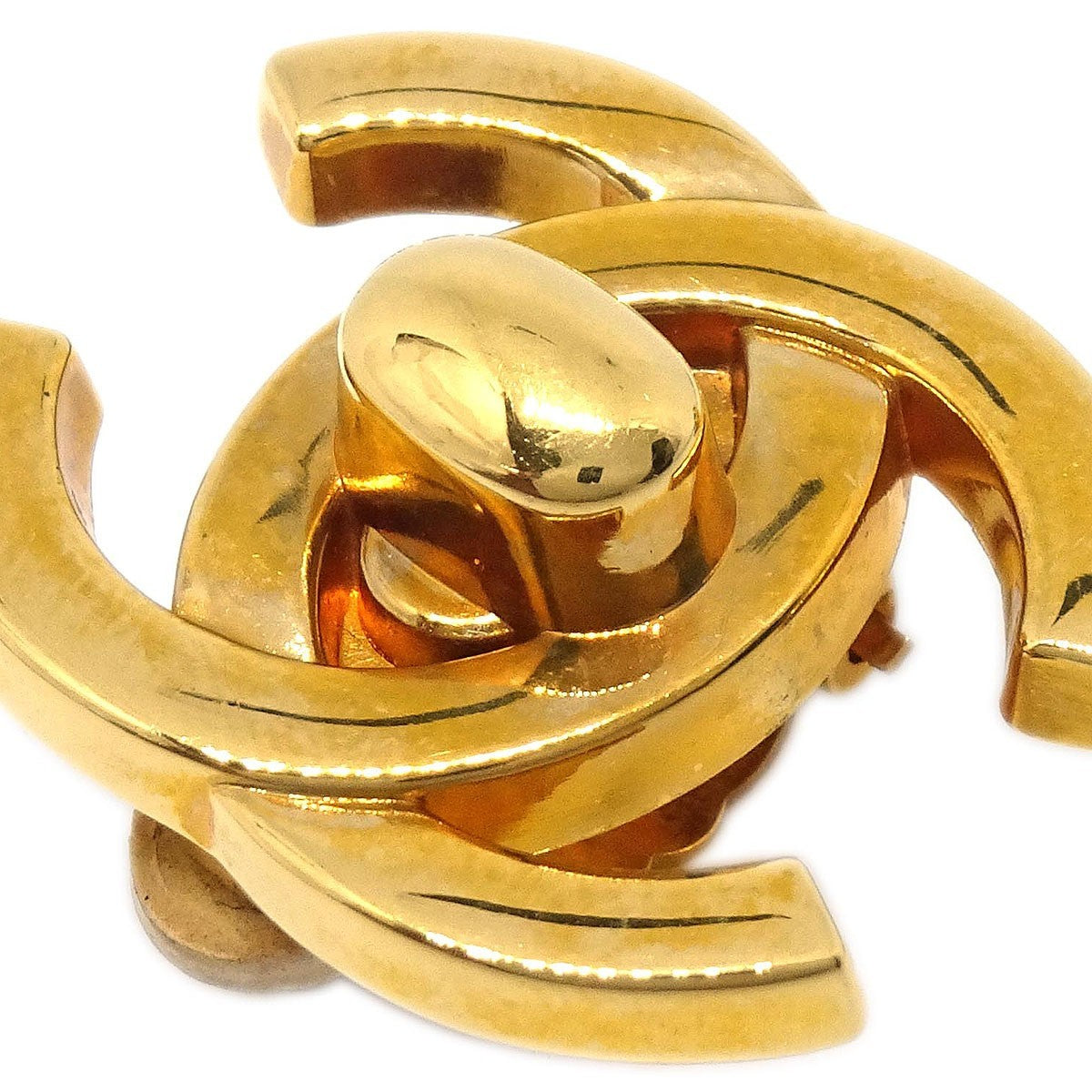 Chanel Cc Turnlock Clip-On Earrings Metal Gold Gold_Plated Earrings Jewelry
