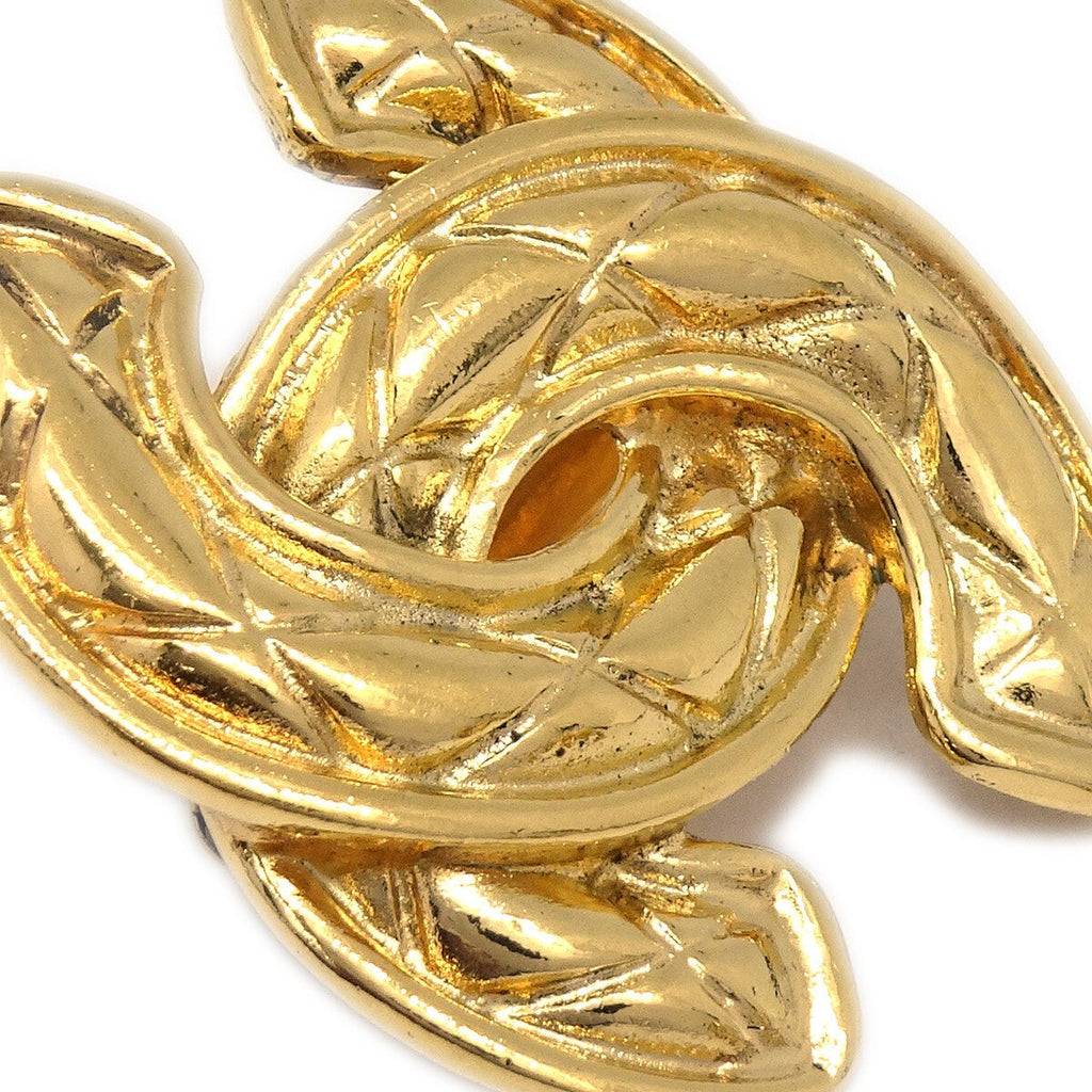 Chanel Cc Clip-On Earrings Quilted Metal Gold Gold_Plated Earrings Jewelry